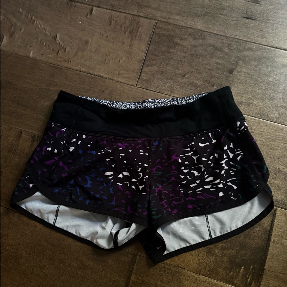 Women's Black and Purple Patterned lululemon Shorts